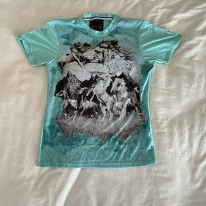 Vintage True Heritage XIOS Tshirt light blue with horses